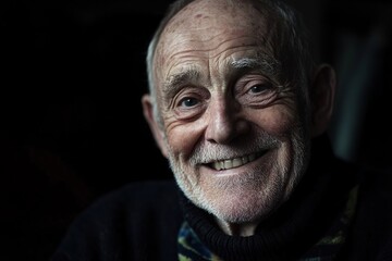 Obraz premium Portrait of a healthy, happy smile of an elderly man. The concept of a golden age of healthcare, a cheerful lifestyle, freedom and rest in retirement.