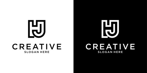 HJ or JH initial letter logo design vector