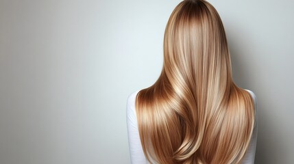 Fototapeta premium Long flowing blonde hair captured from behind