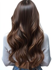 Fototapeta premium Long wavy brown hair from behind