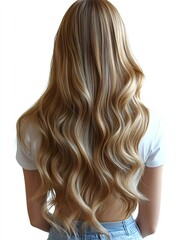 Naklejka premium Long wavy blonde hair from behind