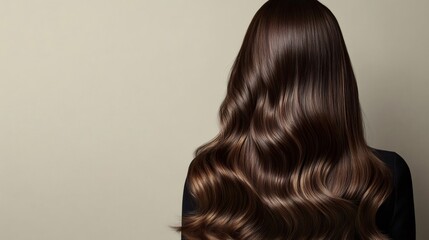 Fototapeta premium Luxurious long brown hair with soft waves