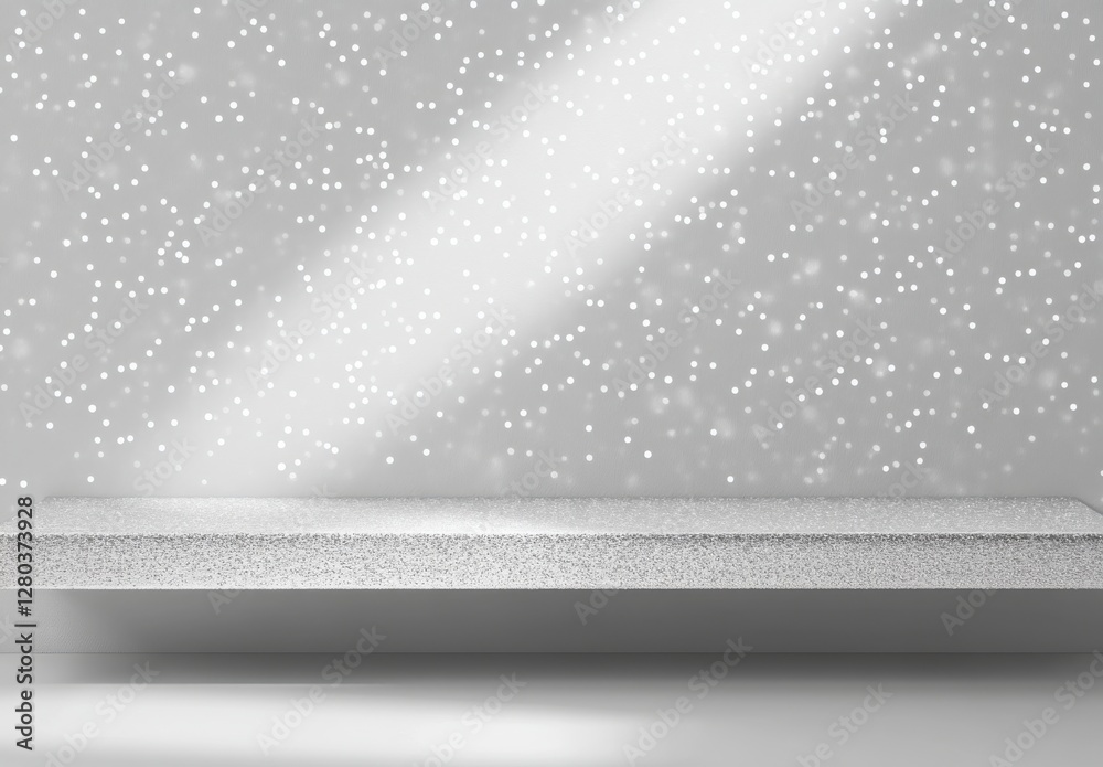 Poster elegant minimalist showcase with soft rays of light and gentle particle background for displaying pr