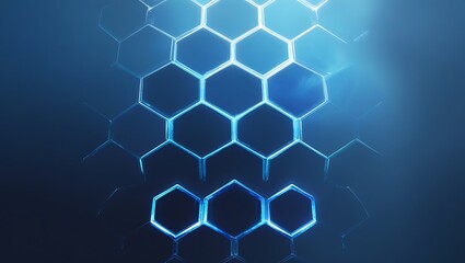 Futuristic Digital Abstract Background with Glowing Hexagons & Deep Gradient – Technology & Connectivity  