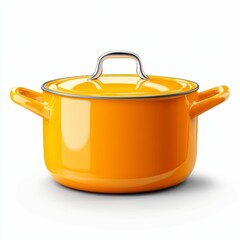 Radiant Yellow Enamel Stock Pot With Lid Culinary Essential Kitchen Cooking Utensil Close Up View