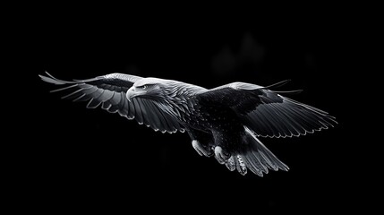 Majestic Eagle in Flight Soaring Dark Background