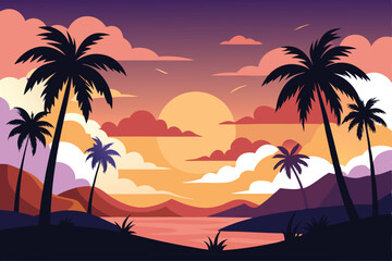 Fototapeta premium palm trees at sunset