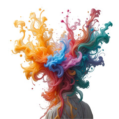 Obraz premium Vibrant Ink Explosions: Colorful Abstract Art isolated on transparent background
