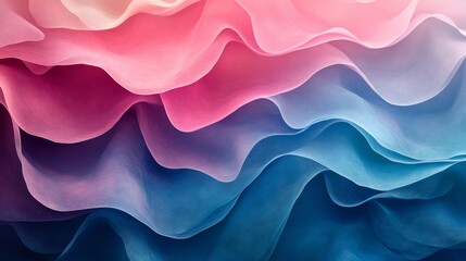 Obraz premium Flowing layers of pink and blue fabric art