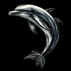 Graceful Aquatic Mammal Leaping Artistic Rendition Dolphin Art Illustration Marine Animal Sea Life Design