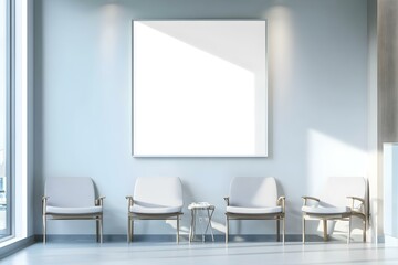 Modern Living Room with a Mockup of an Empty White Poster