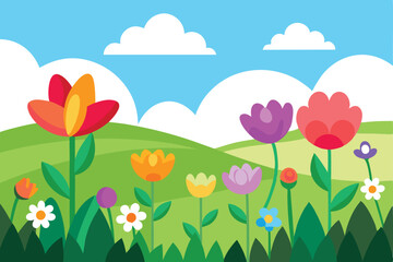 Fototapeta premium spring landscape with flowers