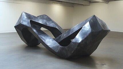 Abstract Dark Grey Sculpture Intertwined Forms