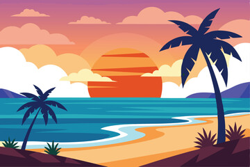 Obraz premium tropical beach with palm trees