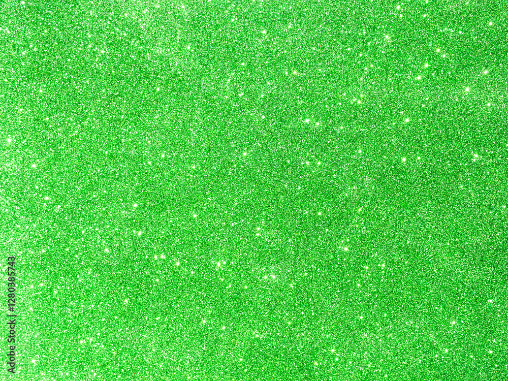 Wall mural geen glitter background particle abstract flare magic spark festive effect, bokeh sparkle decoration