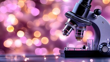 microscope is prominently displayed, highlighting its metallic details and lenses