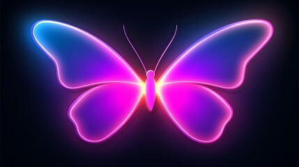 Fototapeta premium Neon Butterfly Glowing In The Dark