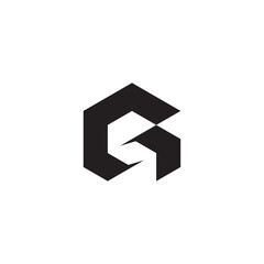 Letter G with creative monogram negative space letter S. GS logo