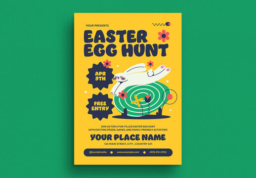 Yellow Easter Egg Hunt Event Flyer