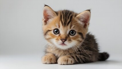 kitten on white background, cute cat isolated on white background 