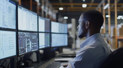 Data analysis in a modern office urban workspace digital technology professional environment side perspective