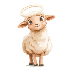 Fototapeta premium Cute Sheep with Halo Clipart- Religious Easter Cliparts 