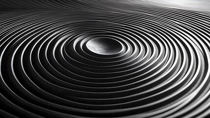 Obraz premium Circular lines in matte black forming a hypnotic pattern