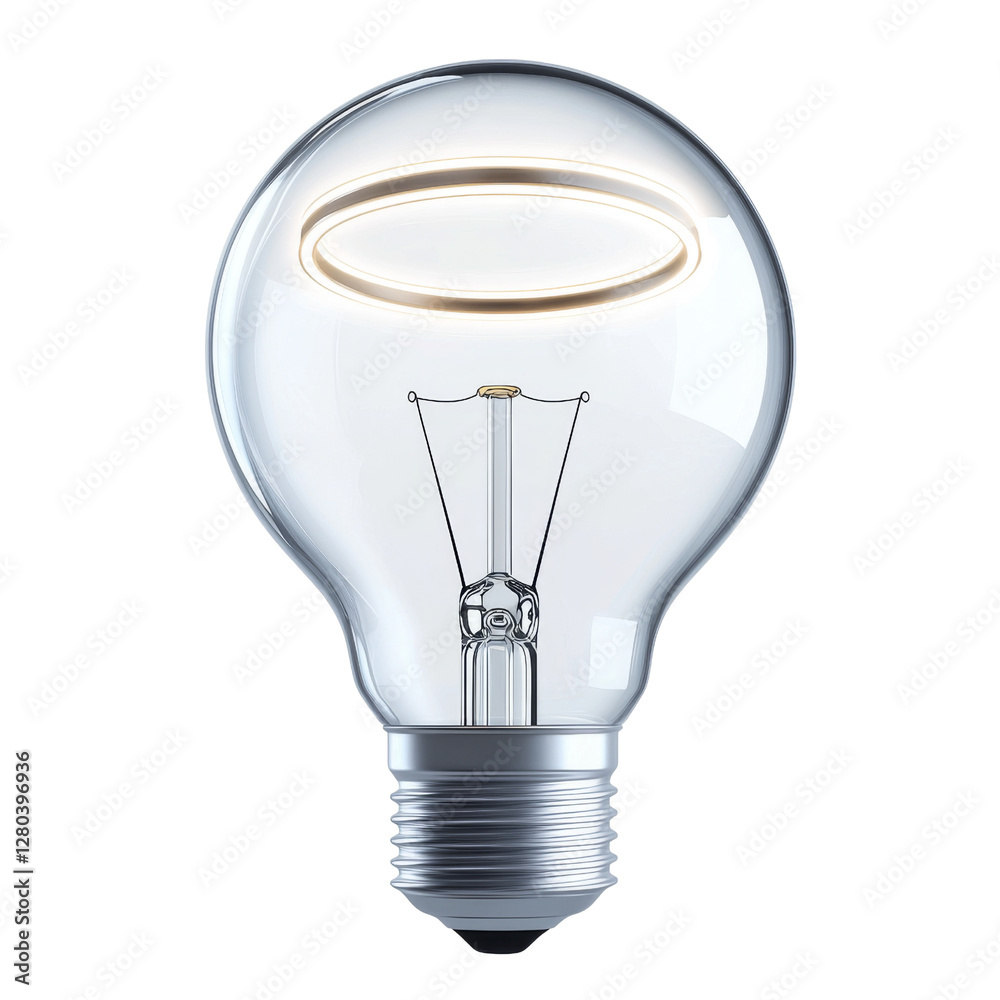 Aufkleber vintage light bulb with unique halo design, showcasing its filament and glass structure, perfect for