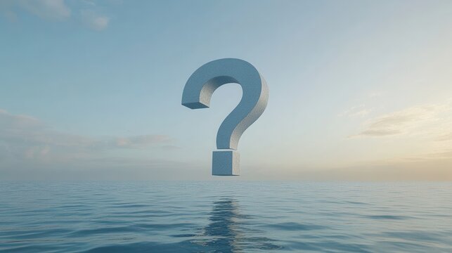 Mysterious Question Mark Floating on a Calm Ocean at Sunset