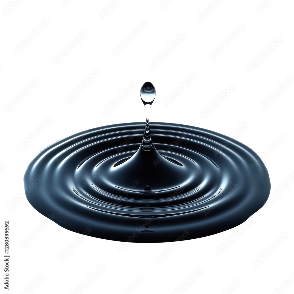Poster water droplet creates ripples on calm surface, showcasing fluid dynamics and tranquility. image capt
