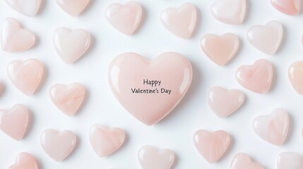Obraz premium Pink heart shaped stones valentines day message