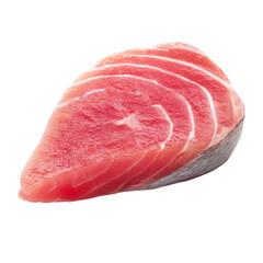 Fresh tuna steak with pink flesh and marbled texture, ideal for sushi or grilling. 