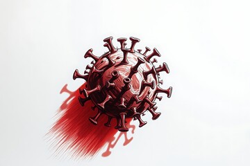 Illustration of Coronavirus with Shadow on White Background Health Concept