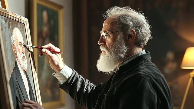 A painter discussing a commission for a wealthy client's portrait