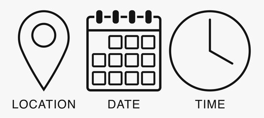 Simple Date, Time, Address icon set
