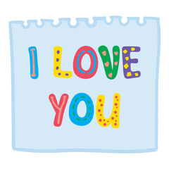 I love you lettering. Vector illustration