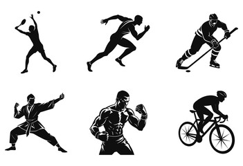 Silhouettes of players on white background