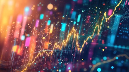 Obraz premium Abstract Stock Market Visualization: Dynamic Growth and Financial Trends