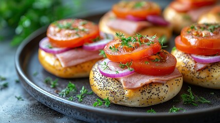 Mini Ham & Tomato Bites on Plate