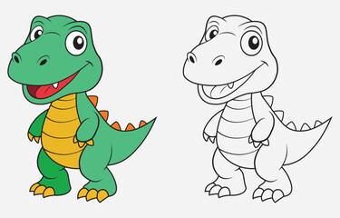 Cute cartoon dinosaur vector art Illustration Isolated on white background
