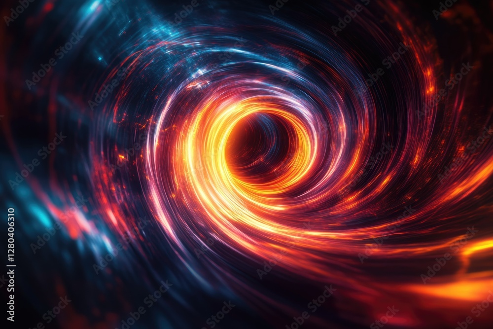Aufkleber Abstract swirling vortex of fiery orange and cool blue energy, creating a mesmerizing cosmic tunnel effect.