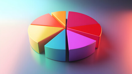 3D Illustration Colorful Pie Chart Data Visualization