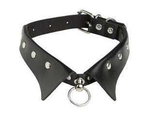 Obraz premium Black leather choker isolated on transparent background. Generative AI