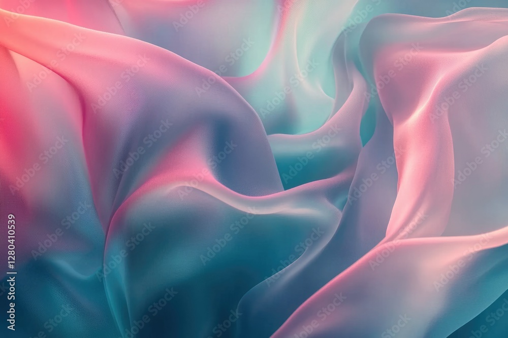 Poster abstract image of flowing pastel-colored fabric, creating soft, dreamy waves and textures.