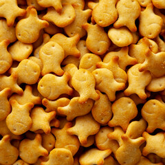 Mini Goldfish Crackers with Sea Salt, top view.