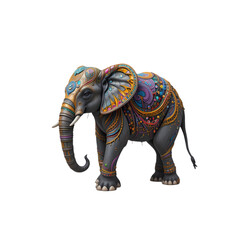 Fototapeta premium Majestic Decorated Elephant: Indian Elephant Art isolated on transparent background