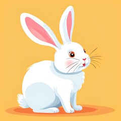 Obraz premium Cute Bunny Sitting with Ears Up