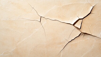 Fototapeta premium Cracked wall with a hole revealing interior space and texture details in urban environment