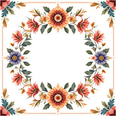 Floral Wreath Frame: Watercolor Flowers isolated on transparent background