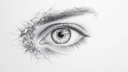 Fototapeta premium Eye of Innovation: A captivating illustration showcases a detailed eye emerging from a surface, symbolizing vision, innovation, and unveiling a glimpse into the core of perception and breakthrough.
